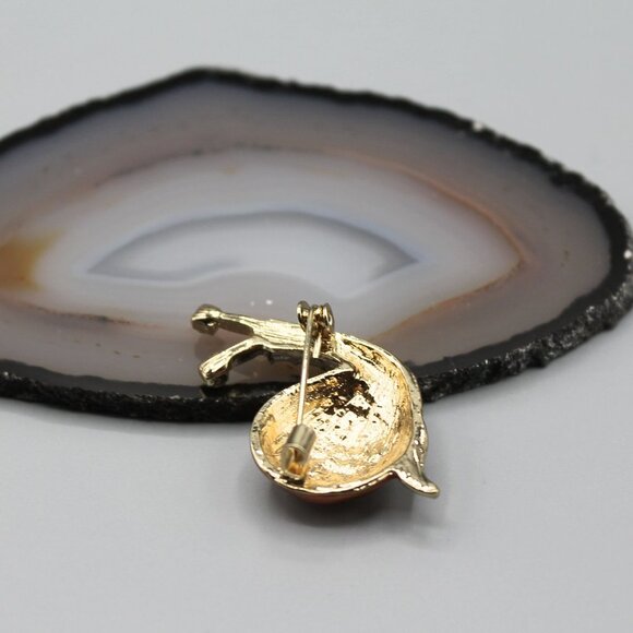 Snail pin brooch jewelry fashion gold tone crystals cute adorable animal new - Picture 6 of 11